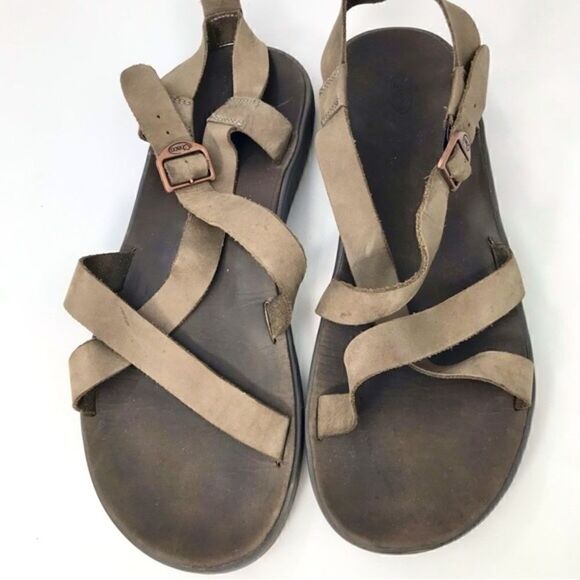 CHACO Wayfarer Gray Brown Mens Leather Buckle Sandals main image 5